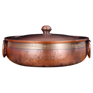 特厚纯紫铜电磁炉铜火锅手工复古家用涮肉鸳鸯铜锅商用燃气火锅盆