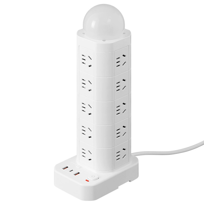 公正午纯铜插座立式接线板带USB