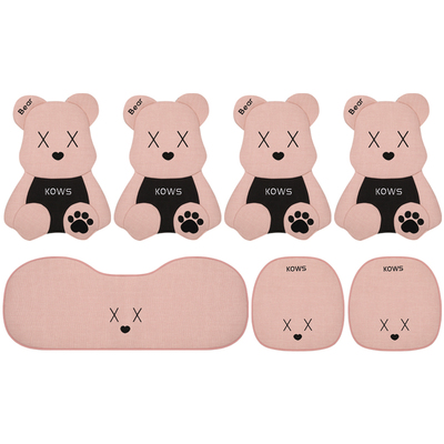 亚麻汽车坐垫四季通用透气座椅套卡通可爱女士座垫内饰高级感车垫