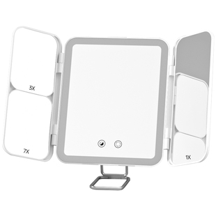 斐色耐桌面可折叠化妆镜 便携智能led梳妆镜壁挂带灯补光放大镜子