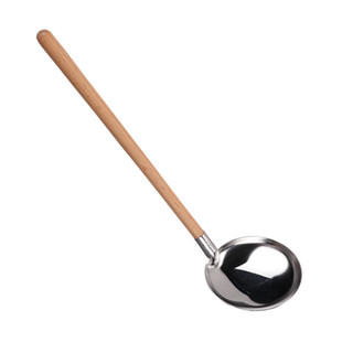 日式304创意木柄汤勺木质不锈钢漏勺防烫火锅勺漏勺隔热盛粥勺