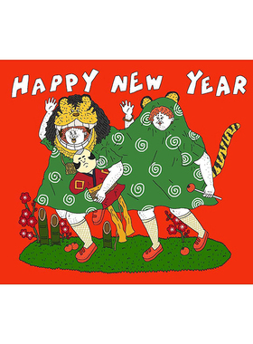 新年贺卡2026趣味插画明信片