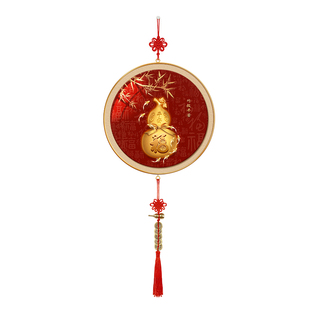 竹报平安入户门装饰挂件新中式客厅高档福字葫芦红色新年百福挂饰