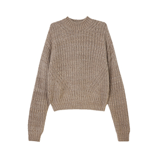 THESOONG/785g重磅秋冬针织毛线毛衣女长袖圆领复古2025HBMY7215