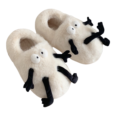 情侣居家个性小黑球保暖毛绒棉鞋