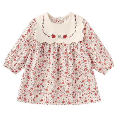 babylove女宝宝连衣裙春秋纯棉婴幼儿外出洋气碎花裙子馥郁花开