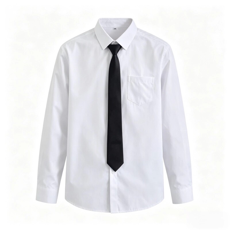 白色长袖衬衫男领带套装DK学生毕业服短袖休闲工作服衬衣正装薄款