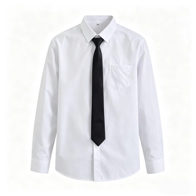白色长袖衬衫男领带套装DK学生毕业服短袖休闲工作服衬衣正装薄款