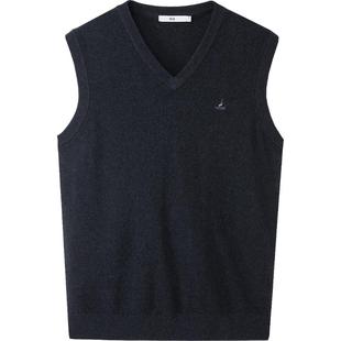 HLA/海澜之家纯羊毛针织背心男秋冬V领套头修身柔软保暖背心男