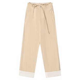 COMMXN·翻边直筒裤日常休闲简约百搭九分长裤2025秋季新款女装