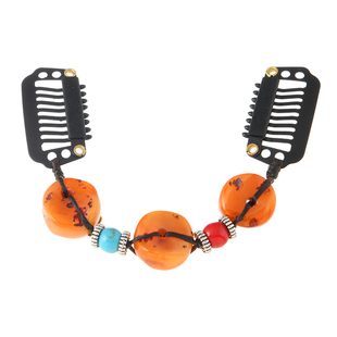 藏式民族风天然石编织发夹复古个性小众边夹发饰藏族异域风女头饰