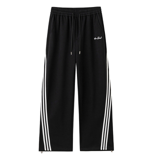 ZSEE秋冬新款加绒卫裤男三条杠条纹运动美式潮牌宽松直筒休闲长裤