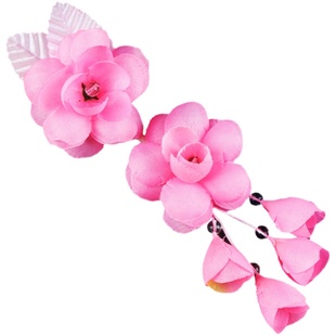 新款戏曲头花鬓花京越剧青衣花旦小旦丫鬟耳边花双朵茶花头饰绢花