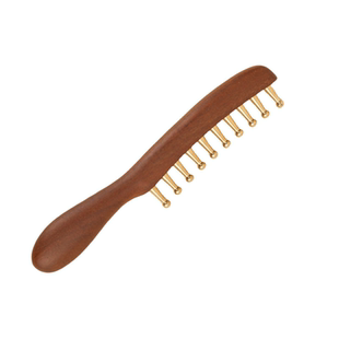 金丝檀铜齿直排梳宽齿头部按摩梳字卷发长发头疗经络梳子男女通用