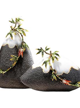 威弗列德插花复古陶瓷花器书房家居装饰品竹报平安新中式花瓶摆件