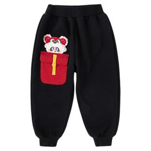 嘟嘟家儿童拜年服宝宝裤子红色冬喜庆男童年装新中式女童新年长裤