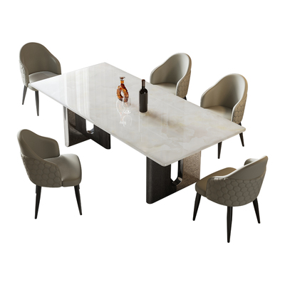 高端天然大理石白冰玉奢石餐桌