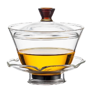 唯铭诺耐热玻璃茶杯透明家用三才泡茶碗200ml手抓壶盖碗茶具防烫