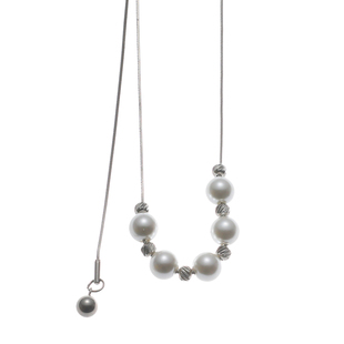 GuangYu抽拉式珍珠项链长款男女轻奢小众配饰气质简约串珠毛衣链