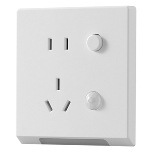 人体感应地脚灯86型五孔插座带夜灯过道走廊床头嵌入式小夜灯