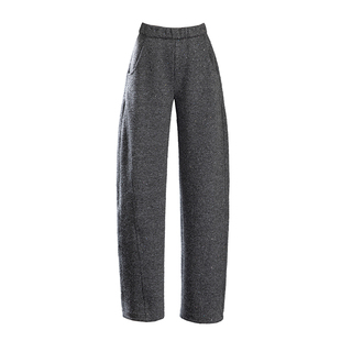 高级感灰色毛呢裤休闲裤女2026新款秋冬加厚裤子亮片星空裤弯刀裤