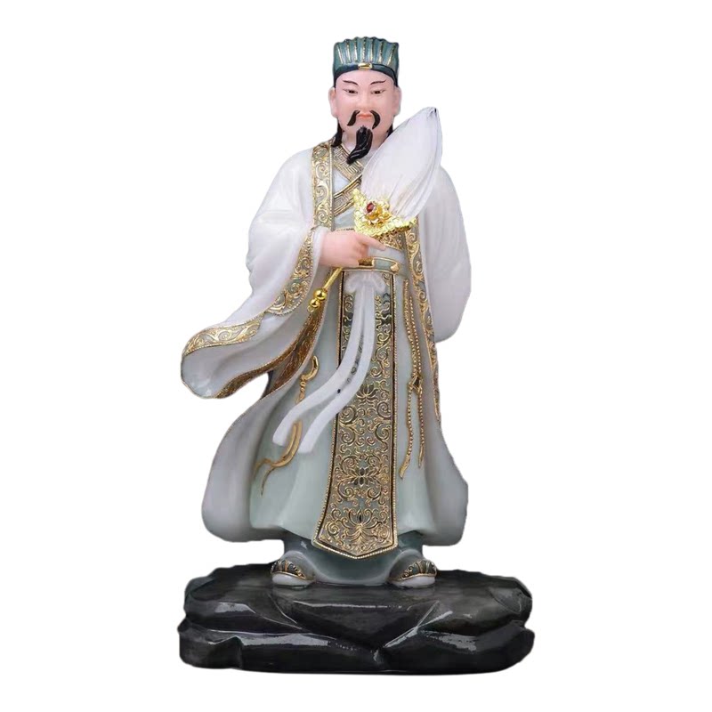 孔明神像汉白玉三顾茅庐诸葛亮八卦阵武侯卧龙将军三国演义摆件
