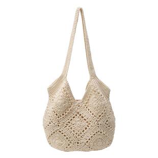 甜美温柔系手工编织包包休闲大容量单肩包钩织海边沙滩度假托特包