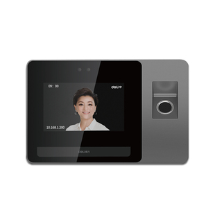 得力人脸考勤机打卡机D5S指纹智能识别签到机企业员工上下班动态刷脸门禁一体机可联网多人识别大存储打卡器