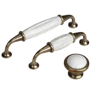 欧式裂纹陶瓷拉手橱柜抽屉拉手衣柜门拉手单孔仿古青古铜五金把手