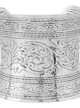 复古民族风苗族做旧开口宽手镯