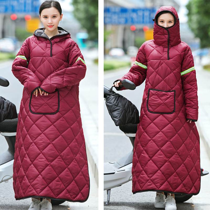 电动车挡风衣被男女加厚保暖加绒冬季防寒防水帽电瓶摩托车防风衣