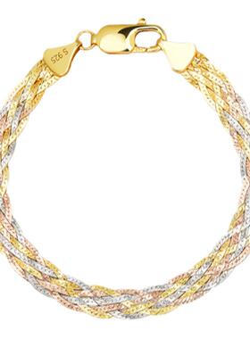 adhora三色银丝压花六编手链女小众设计感手环送女友生日礼物手饰