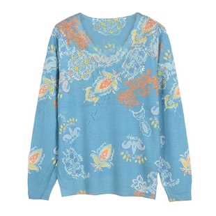 古嘉子女装2025春季上衣高端天丝羊毛衫v领长袖薄款女针织衫22601