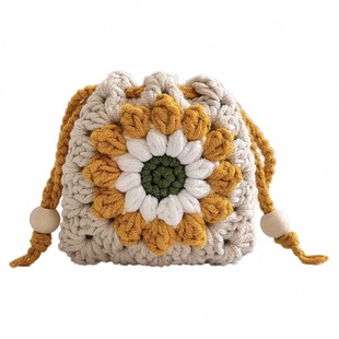 图解酱钩针编织材料包祖母格耳机零钱包初学者入门diy自制勾毛线