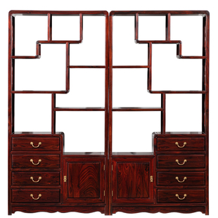 红木博古架多宝阁印尼黑酸枝木阔叶黄檀置物架书架中式实木古董架