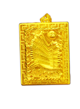 镀黄金霸气风方牌福字不掉色吊坠