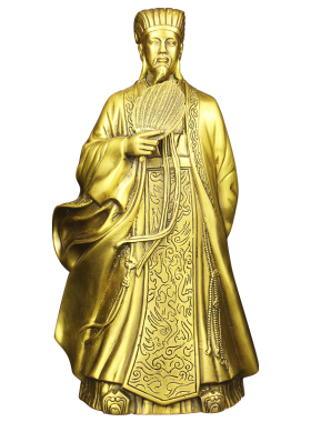 黄铜诸葛亮铜孔明像南阳卧龙先生家居摆件额客厅办公室酒柜装饰品