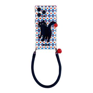 日韩菱格心手腕挂绳Pura70手机壳适用华为苹果iPhone16promax/15/14/13防摔斜挎nova12Pro可爱猫咪支架mate60