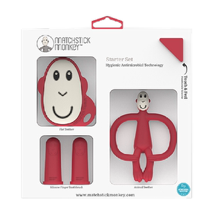 英国Matchstickmonkey火柴猴牙胶婴儿磨牙棒手指刷礼盒新生儿礼物