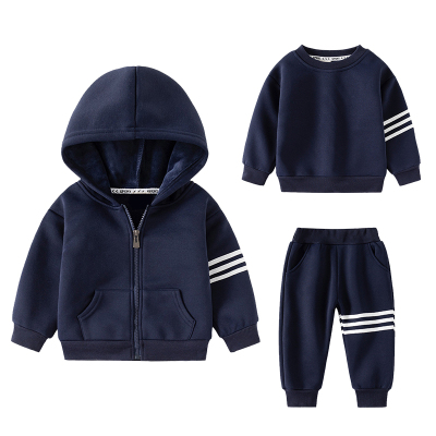男童加绒运动套装两三件套秋冬装