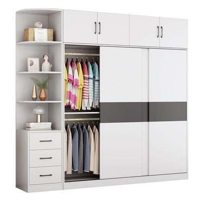 实木衣柜家用卧室简易推拉门出租房用柜子生态板定制收纳大衣橱