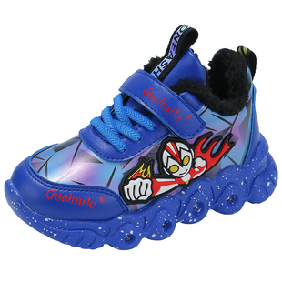 男童鞋子发光秋冬男孩二棉鞋亮灯宝宝鞋子儿童亮灯鞋加绒小童棉鞋