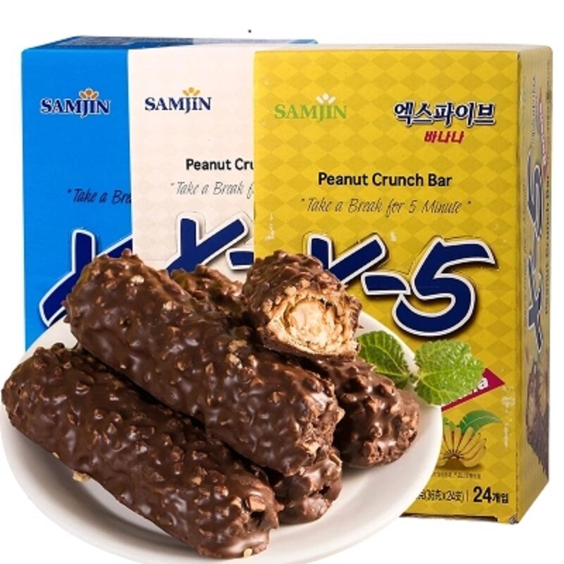 包邮 韩国进口X-5榛果棒 三进X5花生夹心巧克力棒36gX24支整盒装
