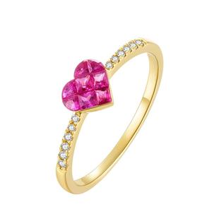 ILCO尤珂「桃黛甜心」18k金天然红宝石戒指爱心钻戒镶嵌求结婚戒