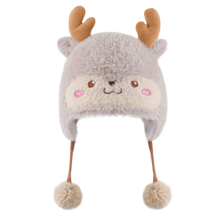 儿童秋冬帽子男童女童护耳帽保暖宝宝套头帽可爱小鹿包头帽雷锋帽