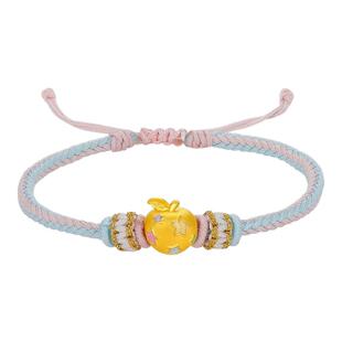 周六福黄金5d硬金手绳女款定价平安果手饰苹果平安夜送新年礼物