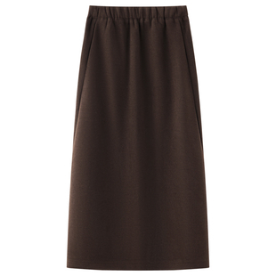 气质绵羊毛混纺显瘦毛呢半身裙女2025秋冬新款通勤百搭长款直筒裙