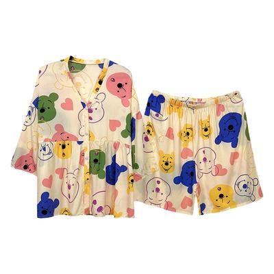 薄款棉绸灯笼袖大码睡衣女夏季女