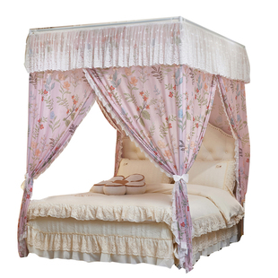 2026新款凉感丝宫廷落地蚊帐家用卧室三开门公主风床幔加厚粗支架