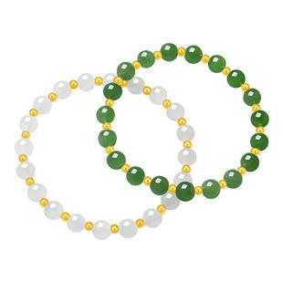 TSL谢瑞麟和田玉黄金手链弹力手绳硬金金珠手串XM880-XM881